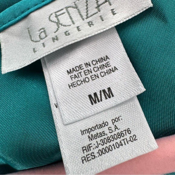 La senza dress babydoll lace corset tie up sides shimmer Teal Satin Chemise - Picture 6 of 15